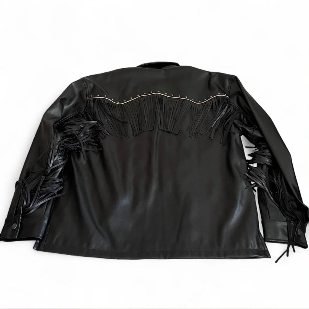 Forever 21 Oversized Fringe Studded Faux Leather Jacket ✨ - Picture 3 of 9